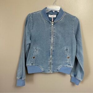 Denim Blvd Los Angelos women’s size small light wash denim full zip jacket